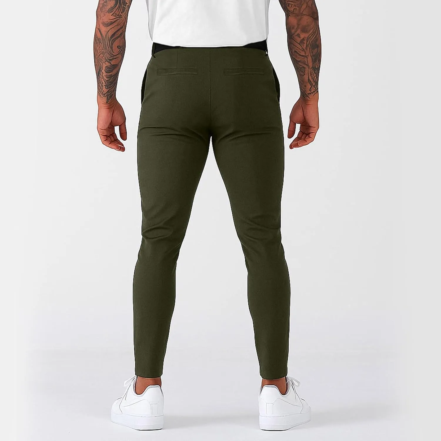 Mens Dress Pants Slim Fit Stretch Golf Pants with Pockets Tapered Lightweight Business Elastic Waist Chino Pants