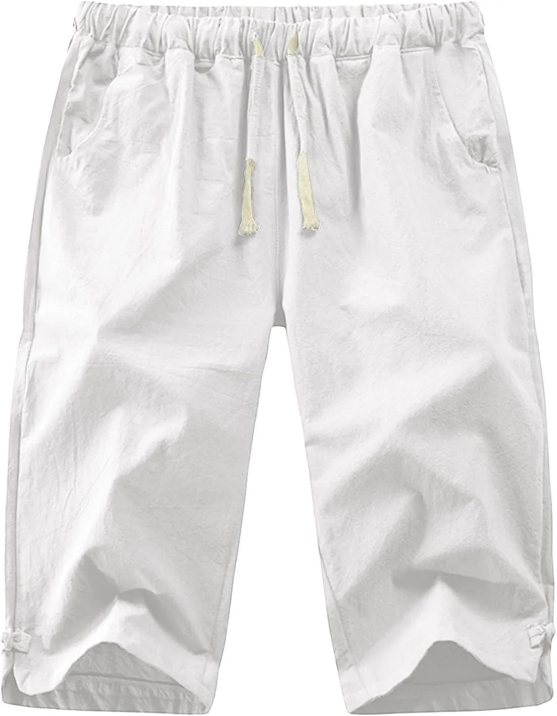 Mens Fashion Casual Simple Solid Color Lumbar Frenum Pants Calf Length Trousers Chinos Pants Men Stretch
