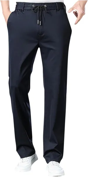 Men's Fashion Thin Solid Color Casual Elastic Sweatpants Chinos Pants Men Slim Fit