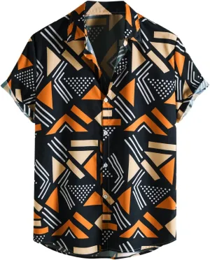 Mens Funny Hawaiian Shirts Casual Mens Bowling Shirt Print Shirts Short Sleeve Casual Button Shirt Loose Beach Shirts