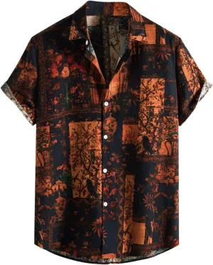 Mens Funny Hawaiian Shirts Polka Dot Print Shirt Casual Button Down Shirts with Pocket Mens Casual Dress Shirt Short