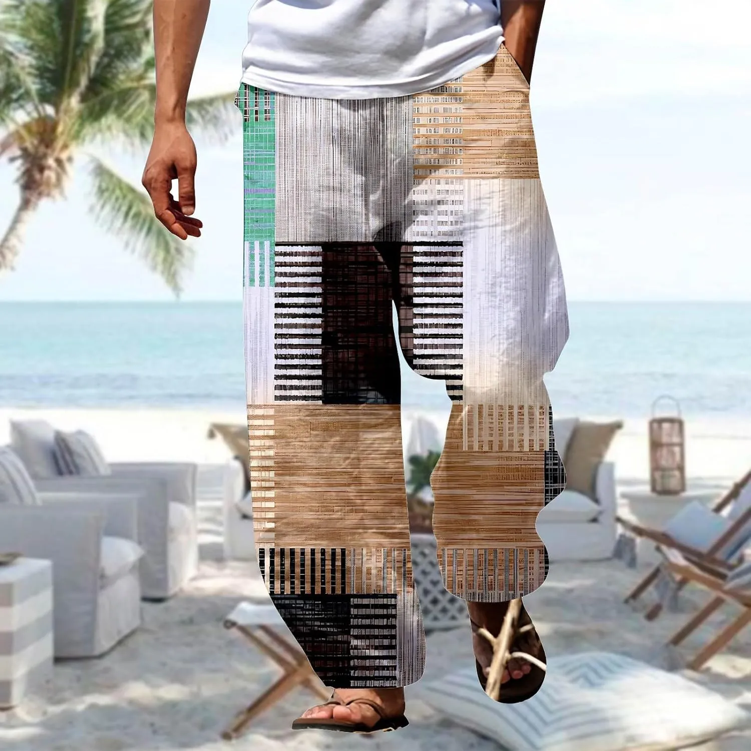 Mens Hippie Holiday Harem Pants Loose Fit Patchwork Hip Hip Boho Pants Drawstring Summer Aladdin Beach Yoga Trousers