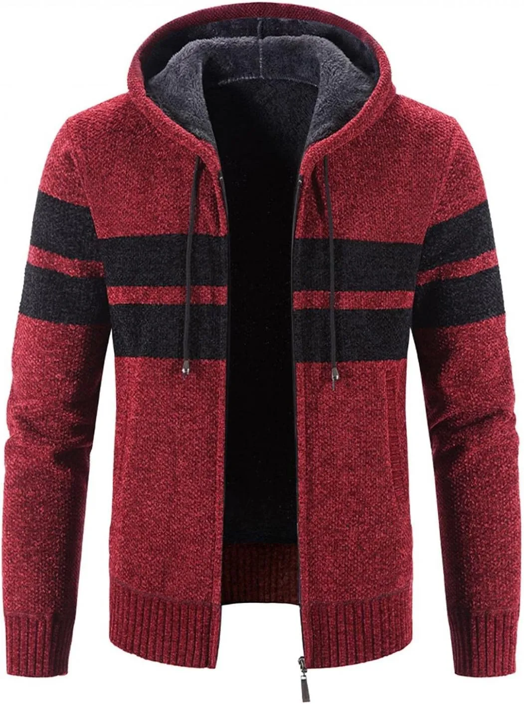 Mens Hoodies,Men's Open Front Cardigan Sweater Full Zip Up Stitching Hooded Cable Knitted Sweatshirts Winter Coats Top