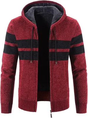 Mens Hoodies,Men's Open Front Cardigan Sweater Full Zip Up Stitching Hooded Cable Knitted Sweatshirts Winter Coats Top