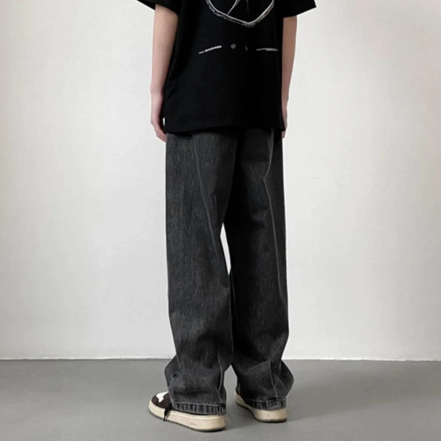Mens Jeans Relaxed Fit Men's Loose Elastic Waist Denim Pants Wide Leg Lightweight Skinny Jeans Tapered Leg Trousers