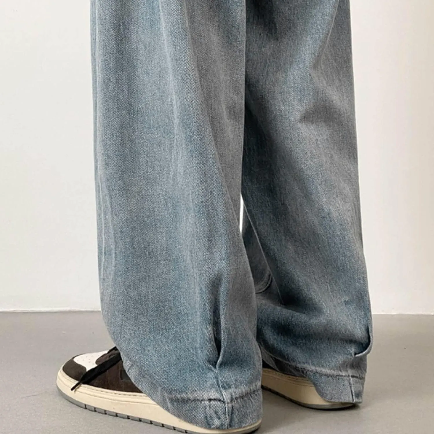 Mens Jeans Relaxed Fit Men's Loose Elastic Waist Denim Pants Wide Leg Lightweight Skinny Jeans Tapered Leg Trousers