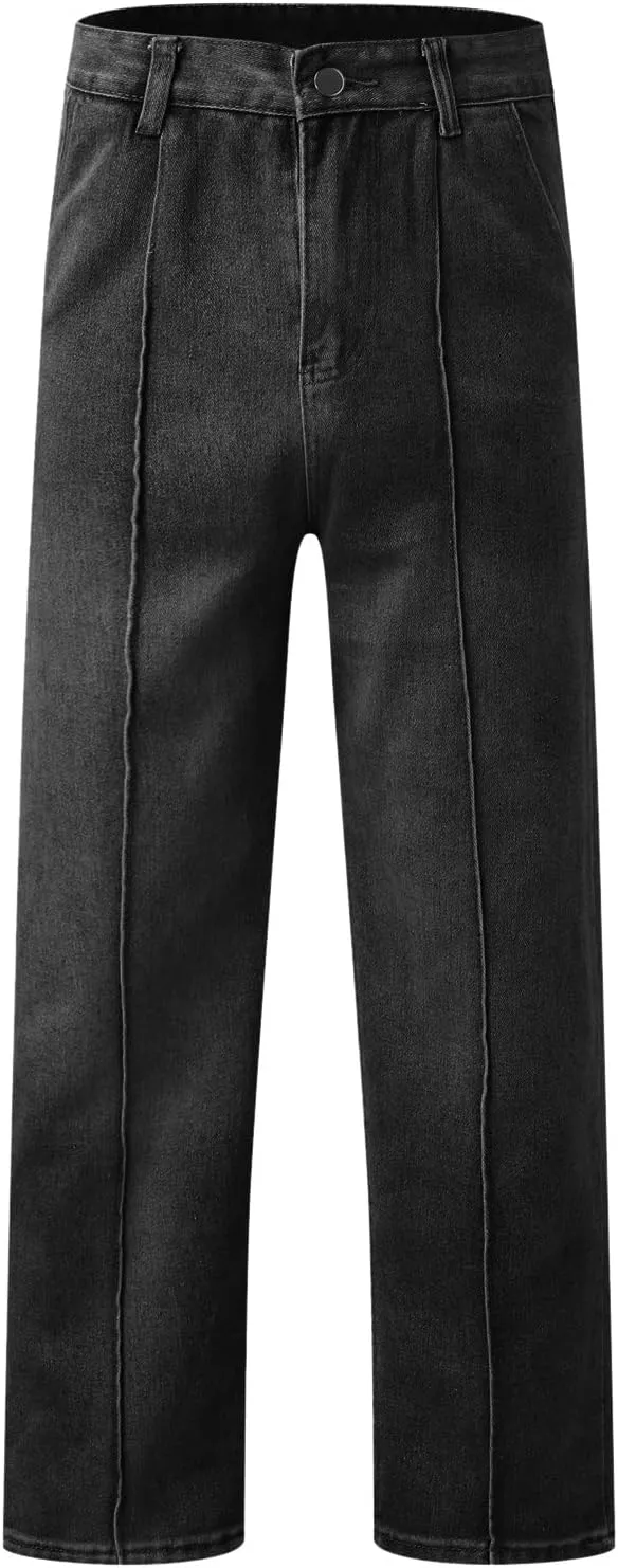 Mens Jeans Relaxed Fit Men's Loose Elastic Waist Denim Pants Wide Leg Lightweight Skinny Jeans Tapered Leg Trousers