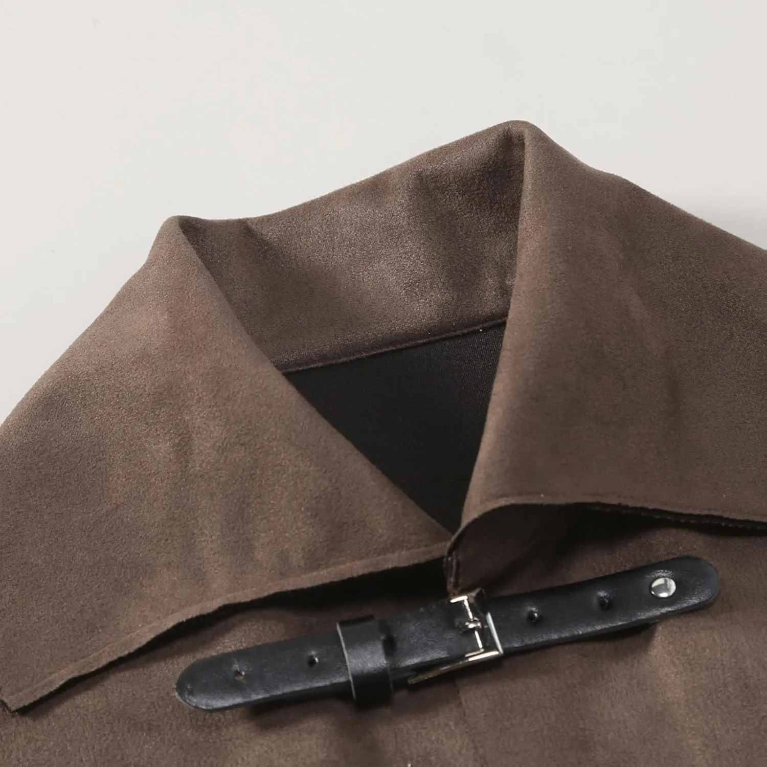 Mens Lapel Leather Buckle Top Medieval Costume Renaissance Waistcoat Gothic Retro Jackets Halloween Vintage Outerwear