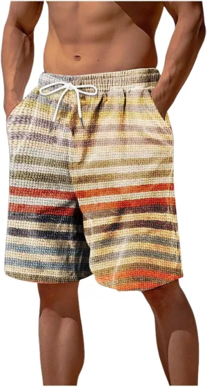 Mens Linen Cotton Gingham Shorts Lightweight Summer Plaid Beach Wear Big and Tall Casual Workout Board shorts