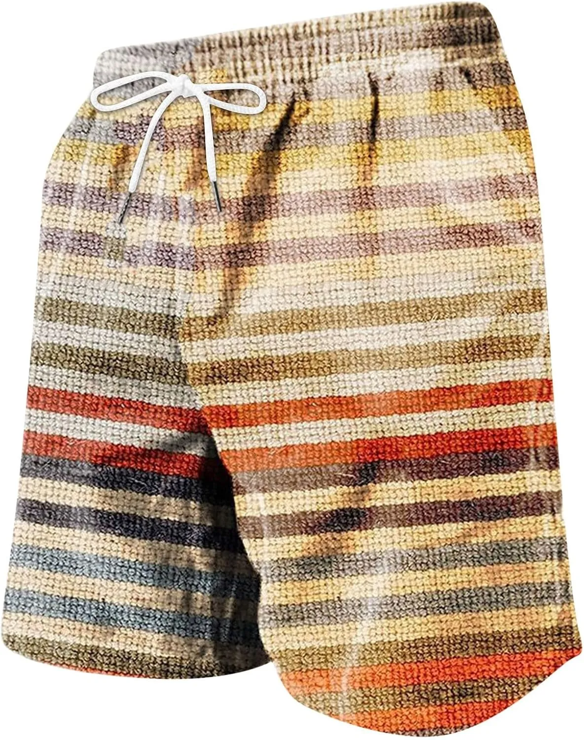 Mens Linen Cotton Gingham Shorts Lightweight Summer Plaid Beach Wear Big and Tall Casual Workout Board shorts