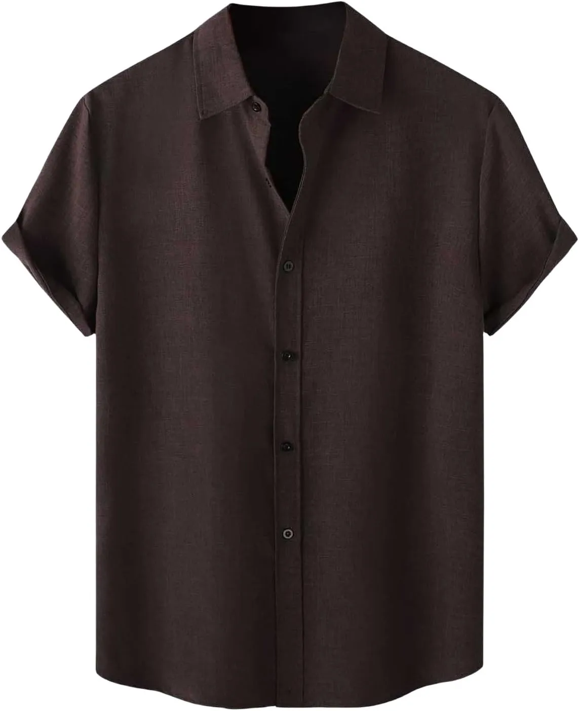 Mens Linen Shirts Button Down Short Sleeve Blouses V Neck Collared Button-up Tops Lightweight Summer Beach Shirt