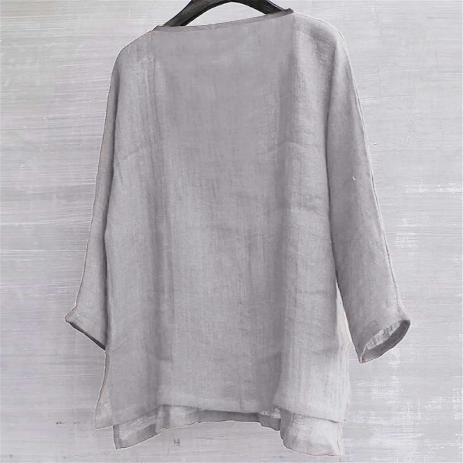 Men's Linen Shirts Long Sleeve Pocket Roll Up Collar Quick-Dry Loose Fit Solid Classic Cool Stylish Lightweight Shirt