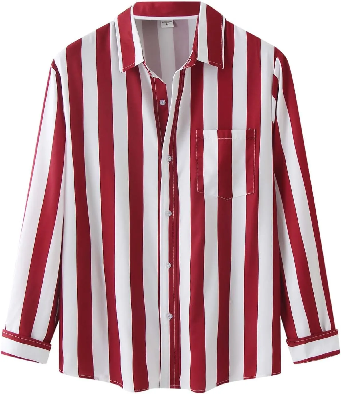 Men's Long Sleeve Shirts Stripe Button Down Pocket Lapel Quick-Dry Loose Fit Casual Classic Cool Stylish Lightweight Shirt