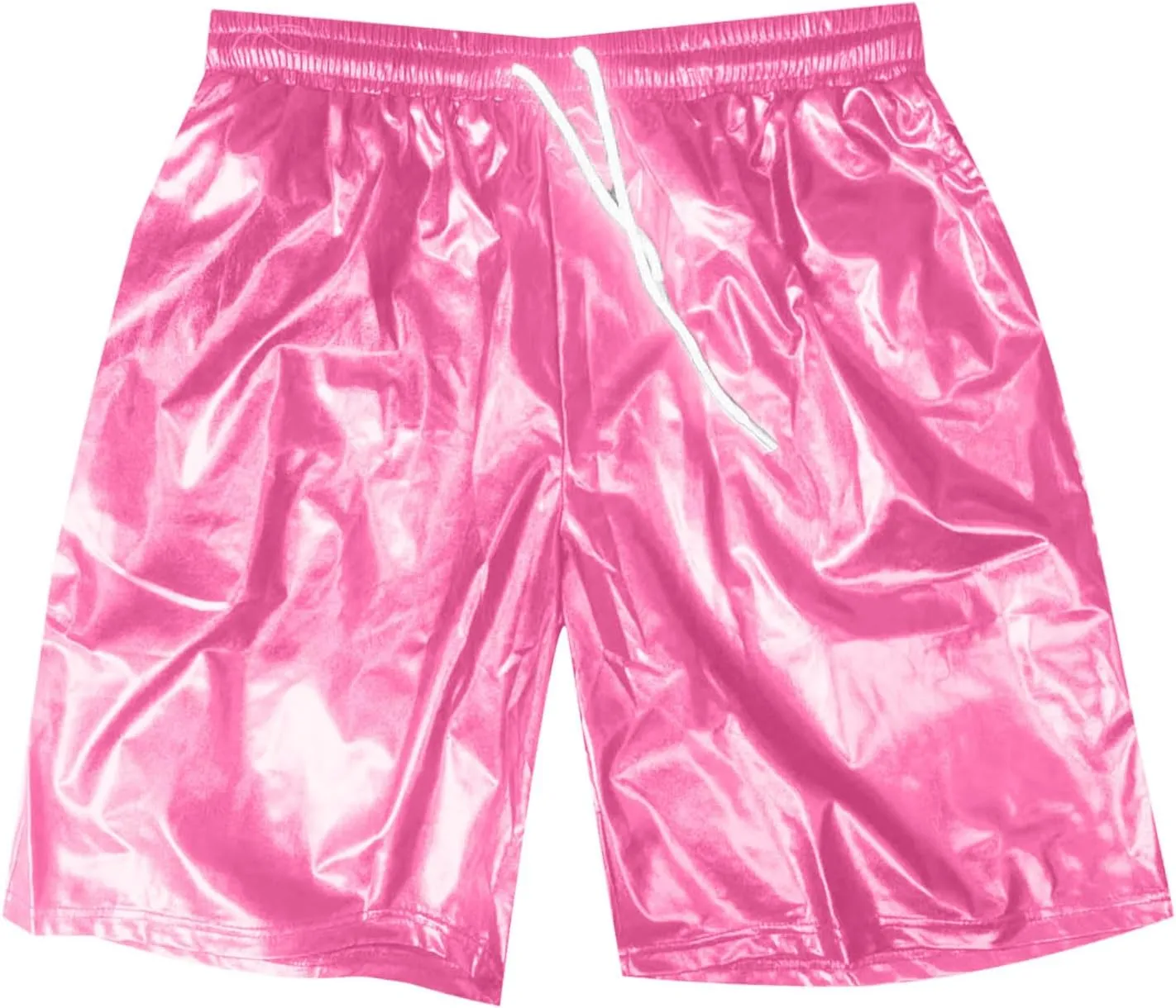 Men's Metallic Sparkly Beach Shorts Elastic Waist Shiny Drawstring Board Shorts Baggy Lightweight Comfy Swim Trunks