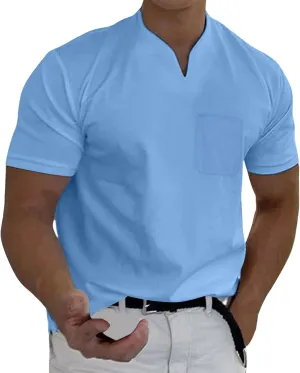 Mens Muscle Slim Fit T Shirts Short Sleeve Casual Business Work Shirts Fashion Fitness Muscle V Neck Gym Workout Tee Shirts