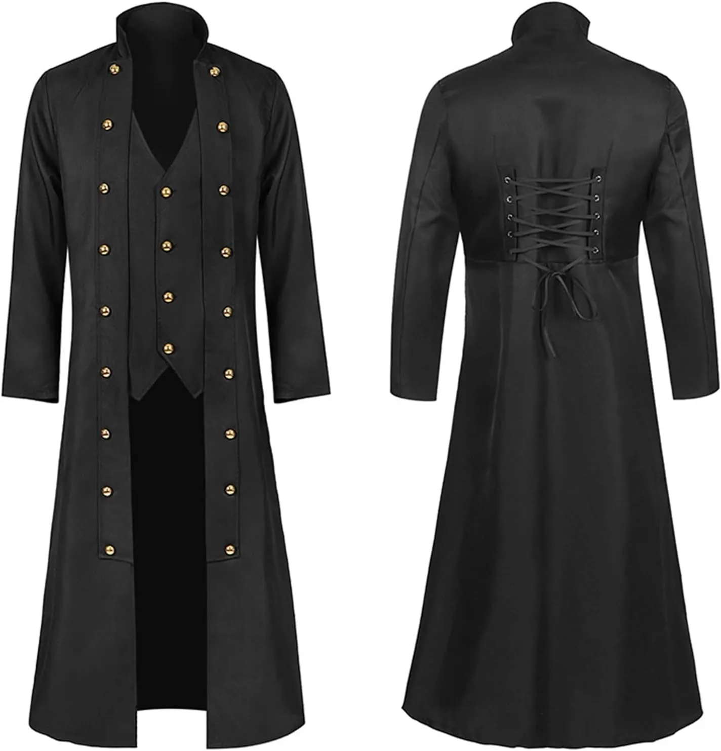Men's Notch Lapel Double Breasted Long Trench Coat Men's Solid Color Lengthened Notched Lapel Collar Single Breasted