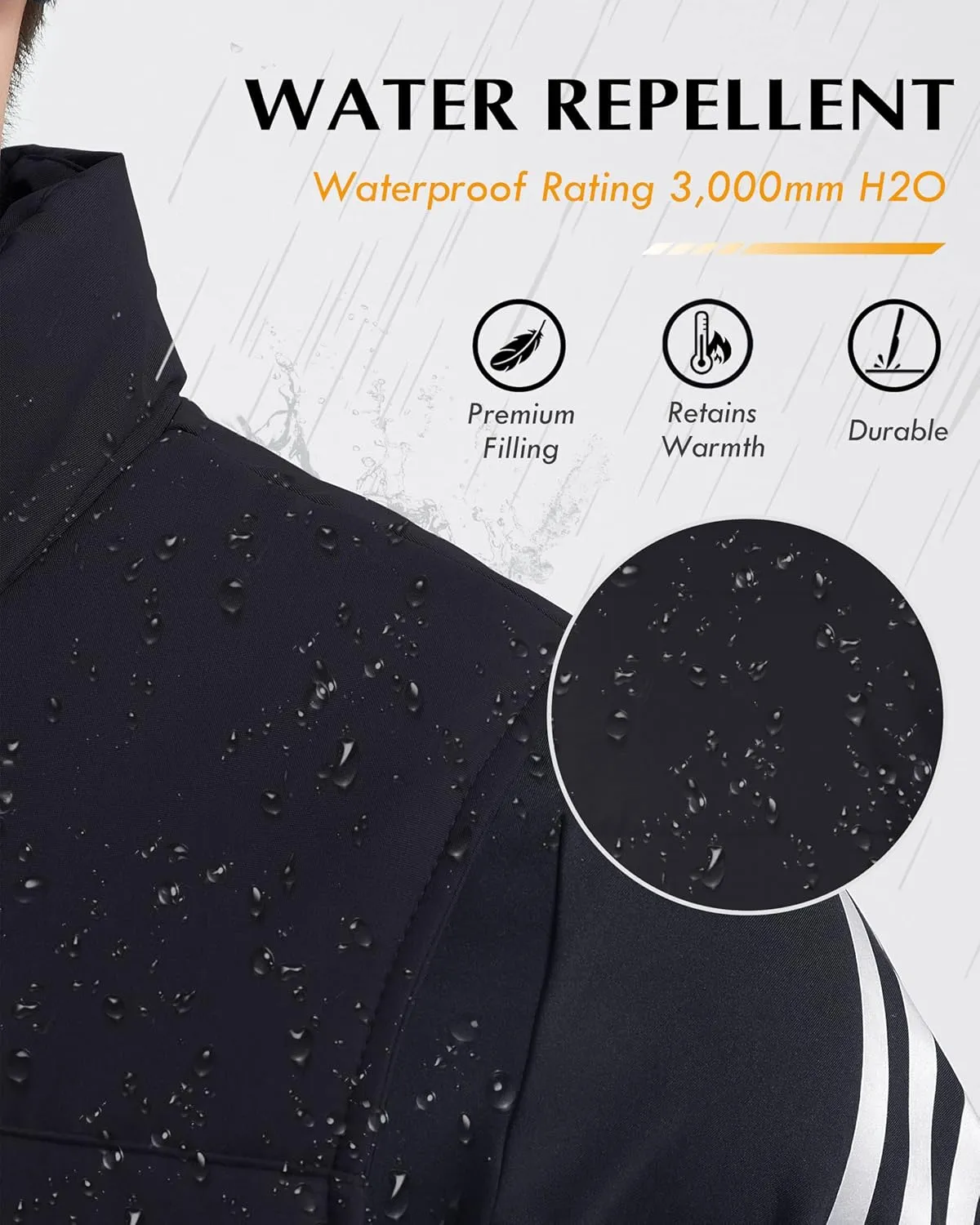 Men's Padded Puffer Vest Outdoor Water-Resistant Winter Vest for Men With 11 Cargo Pockets