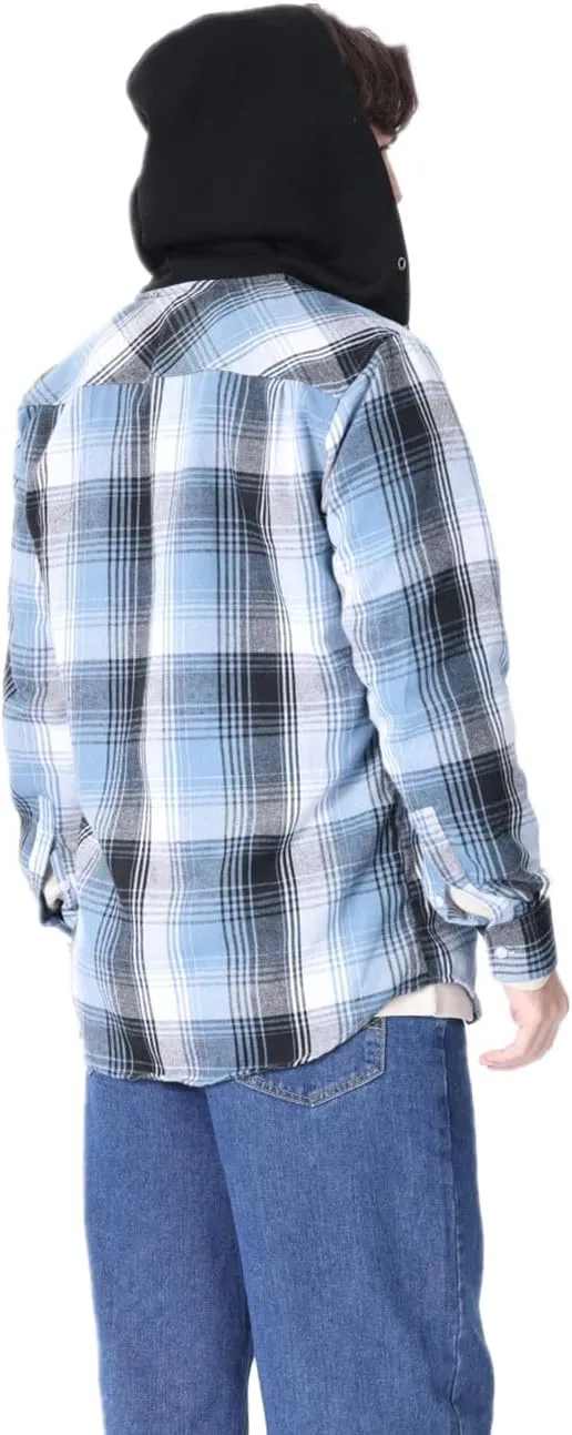 Men's Plaid Hooded Shirts Casual Long Sleeve Flannel Hoodie Shirts Jackets