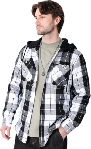 Men's Plaid Hooded Shirts Casual Long Sleeve Flannel Hoodie Shirts Jackets