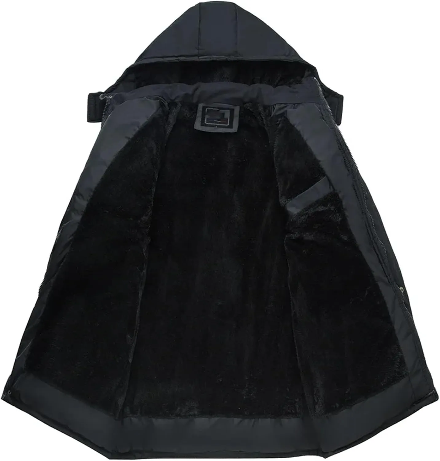 Men's Plush Hooded Stand Collar Cotton-Padded Thickening Warm Zipper Zipper Casual Parka Coat