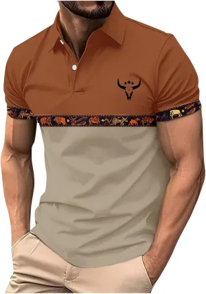 Mens Polo Shirts Moisture Wicking Short Sleeve Printed Quick Dry Athletic Golf Tees Performance Golf Shirts