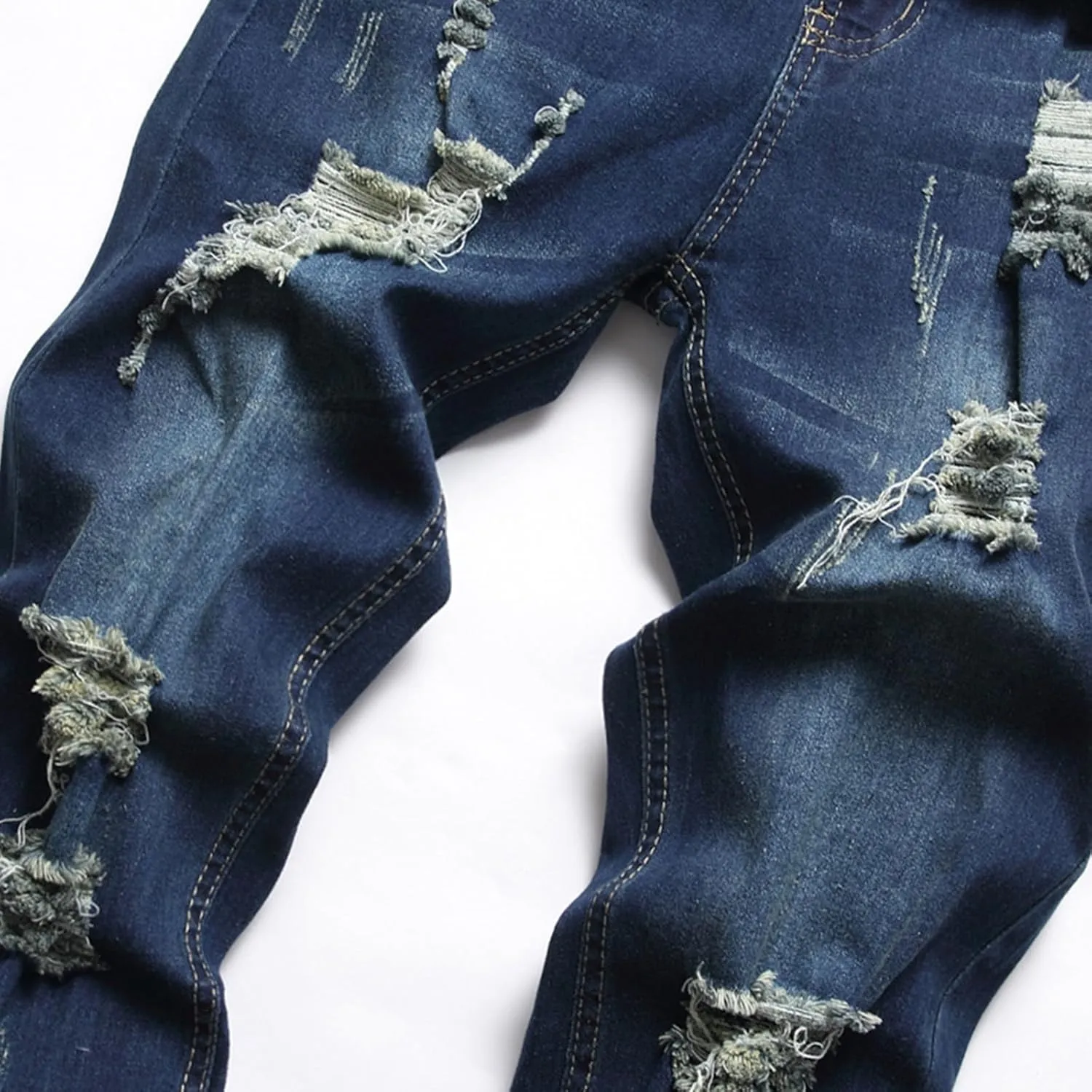 Men's Regular Fit Ripped Jean, Stacked Jeans Men, Distressed Ripped Jeans Pants, Fashion Skinny Jeans for Men