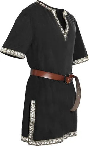 Mens Renaissance Shirts Medieval Costume Halloween Tunic Vintage Shirts Viking Knight Pirate Warrior Top with Belt Tops