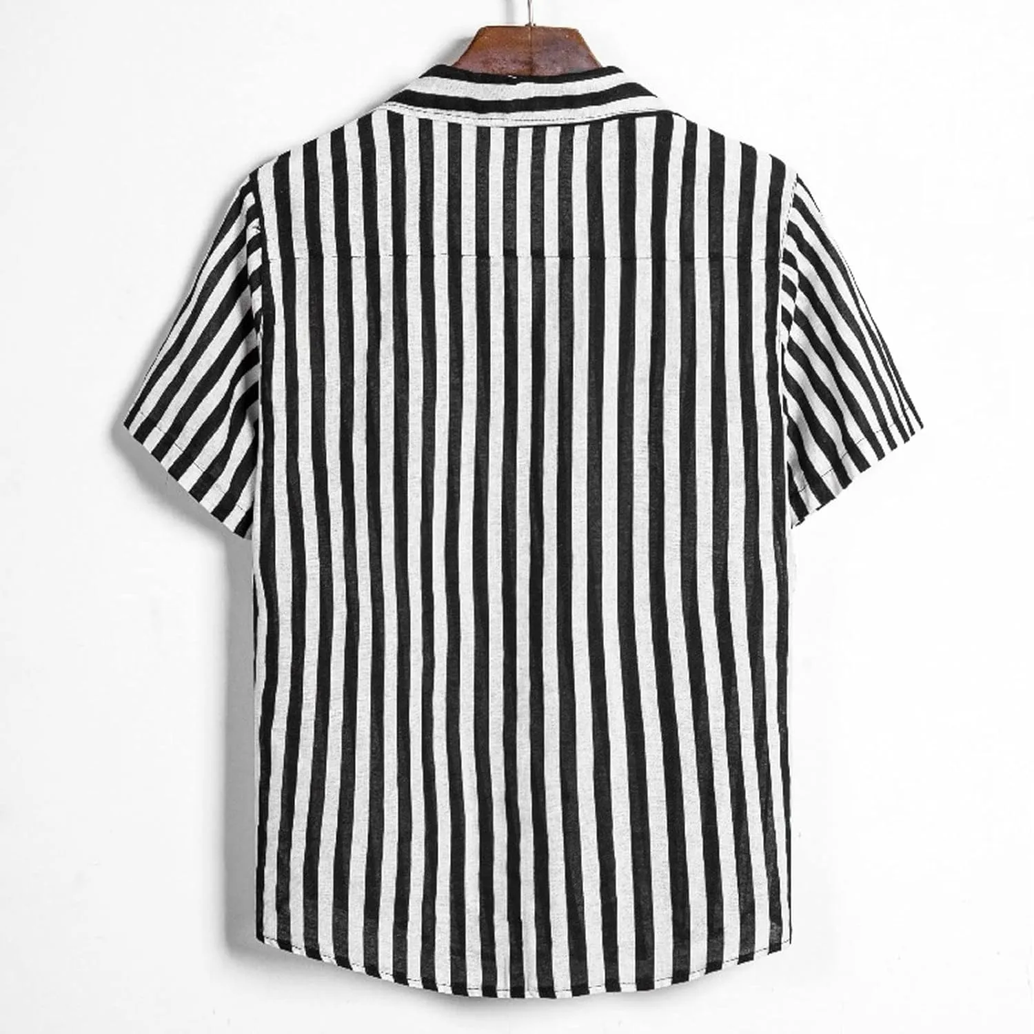 Mens Shirts Casual Men's Summer Shorts Sleeve ColorBlack Striped Label Cotton Linen Relaxed fit Dress Shirts Pockets