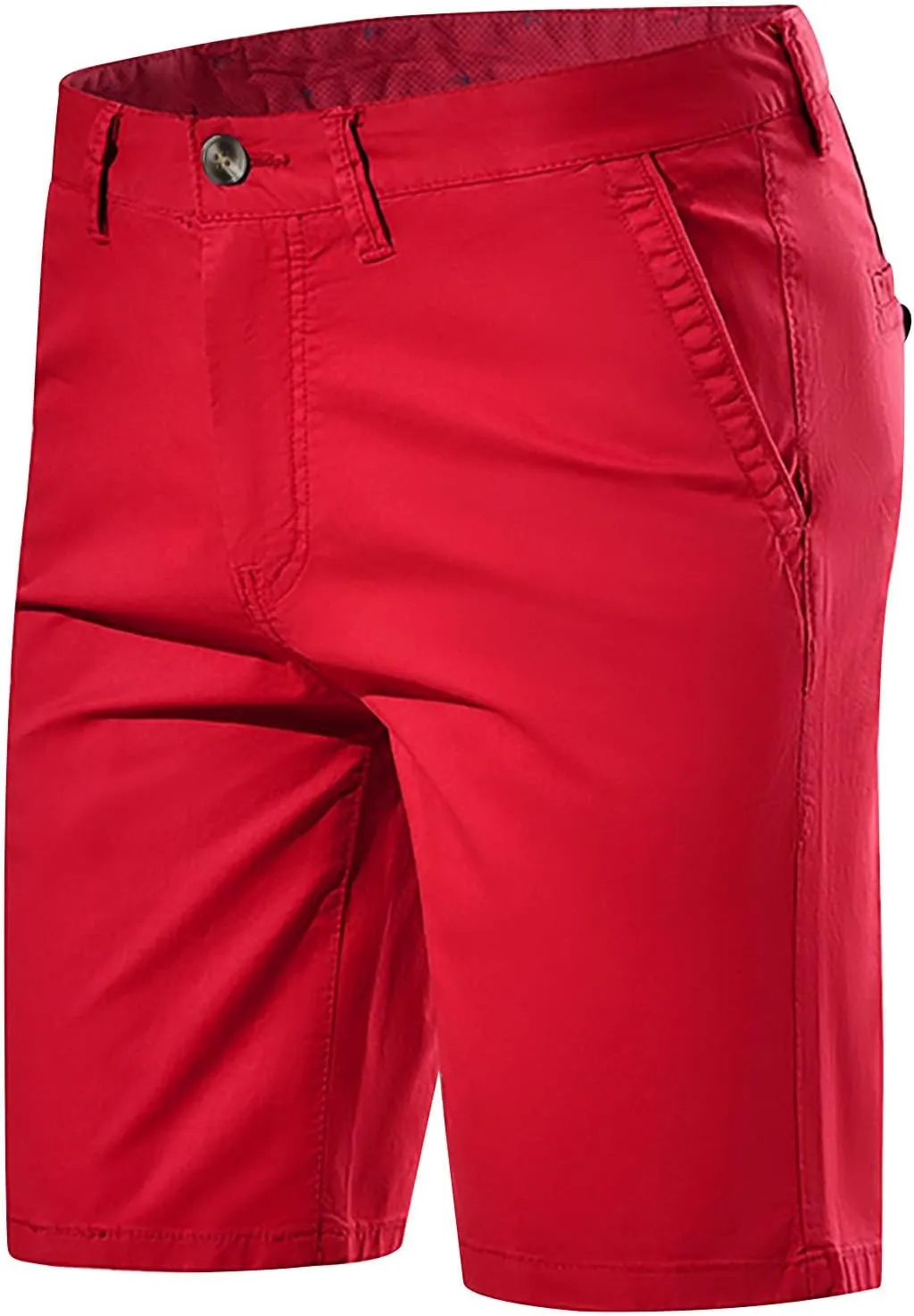 Men's Shorts Casual Chino Pants Straight Leg Slim Fit Work Trousers Waistband Button Plain Bermuda Shorts with Pockets