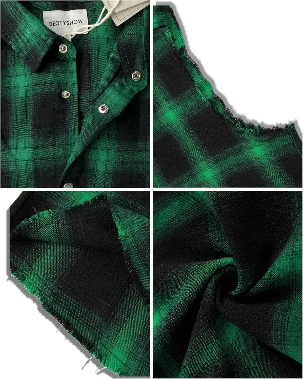 Men's Sleeveless Flannel Plaid Shirts Casual Button Down Cowboy Vest Shirts