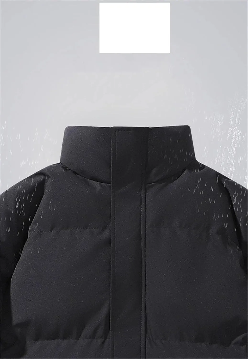 Men's Solid Color Stand Collar Cotton-Padded Casual Warm Zipper Button Parka Coat