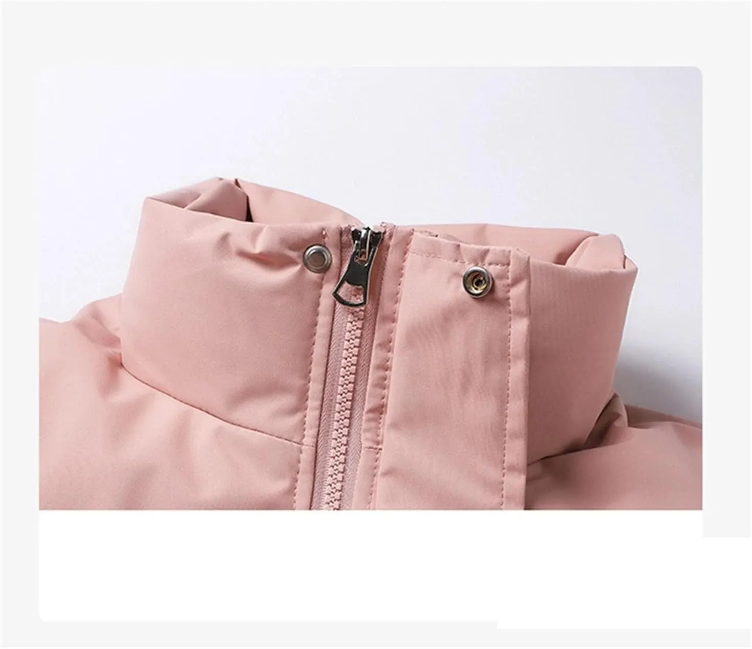 Men's Solid Color Stand Collar Cotton-Padded Casual Warm Zipper Button Parka Coat