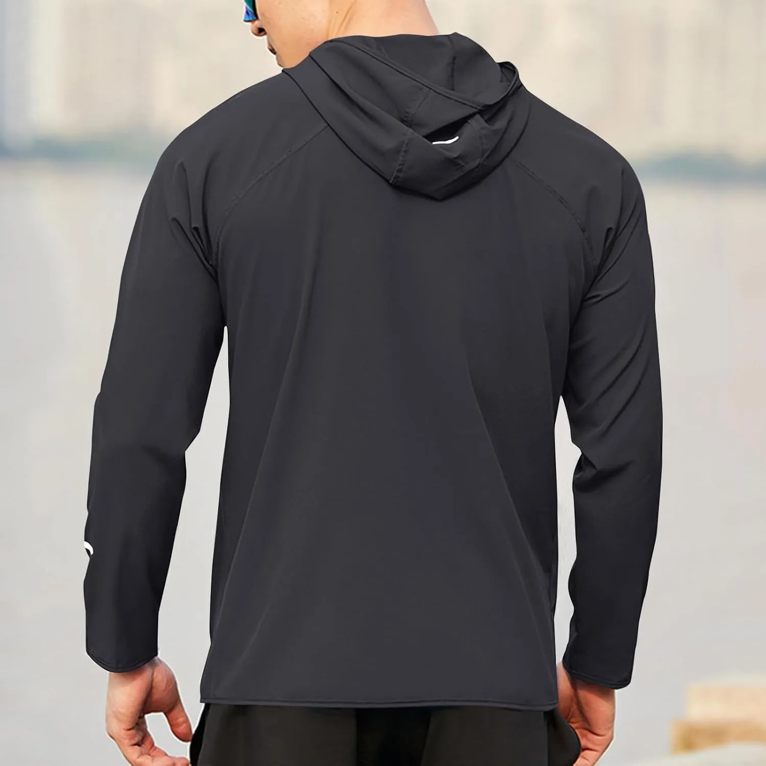 Mens Sport Coat Trendy Solid Color Running Hoodies Long Sleeve Workout Windbreaker Jackets Casual Zip Up Training Tops
