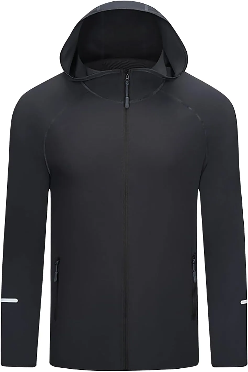 Mens Sport Coat Trendy Solid Color Running Hoodies Long Sleeve Workout Windbreaker Jackets Casual Zip Up Training Tops