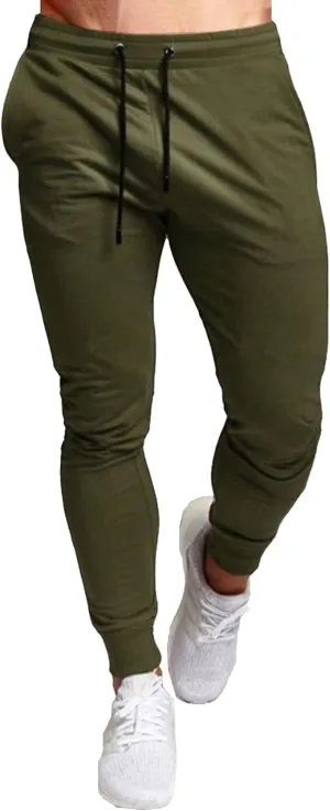 Men's Sports Jogging Stretch Pants Casual Workout Athletic Running Slack Slim Fit Sweatpants with Pockets