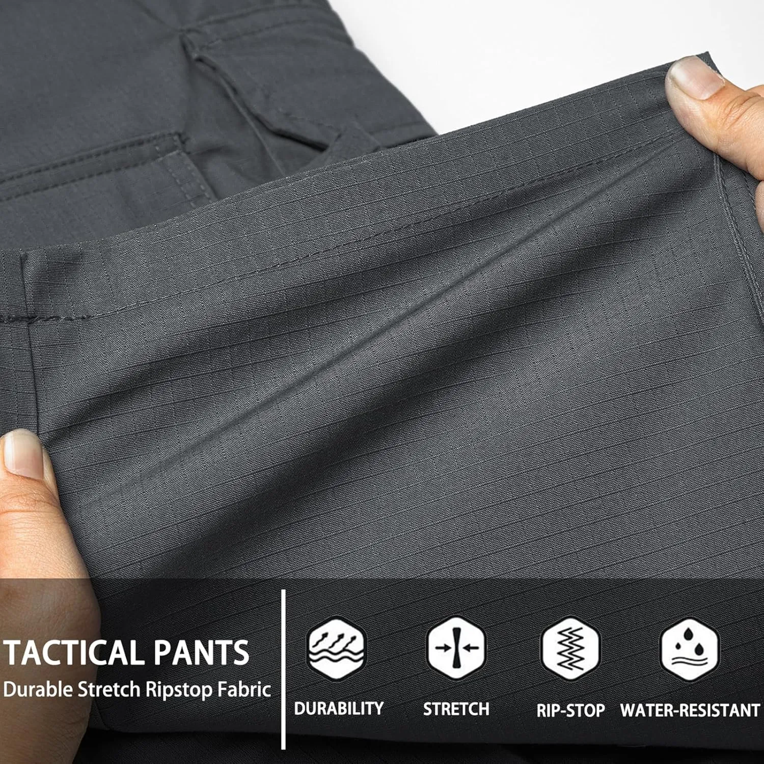 Men's Stretch Tactical Pants Water Resistant Ripstop Cargo Pants Outdoor Lightweight EDC Work Hiking Pants