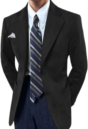 Mens Suede Blazer Classic Suit Jacket 2 Buttons Suede Faux Leather Sport Blazer Coat
