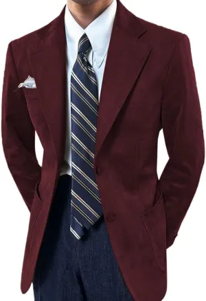 Mens Suede Blazer Classic Suit Jacket 2 Buttons Suede Faux Leather Sport Blazer Coat