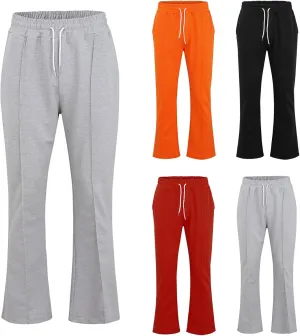 Mens Sweatpants Flare Stacked Joggers Open Bottom Track Pants Elastic Drawstring Waist Bell Bottoms Workout Trousers