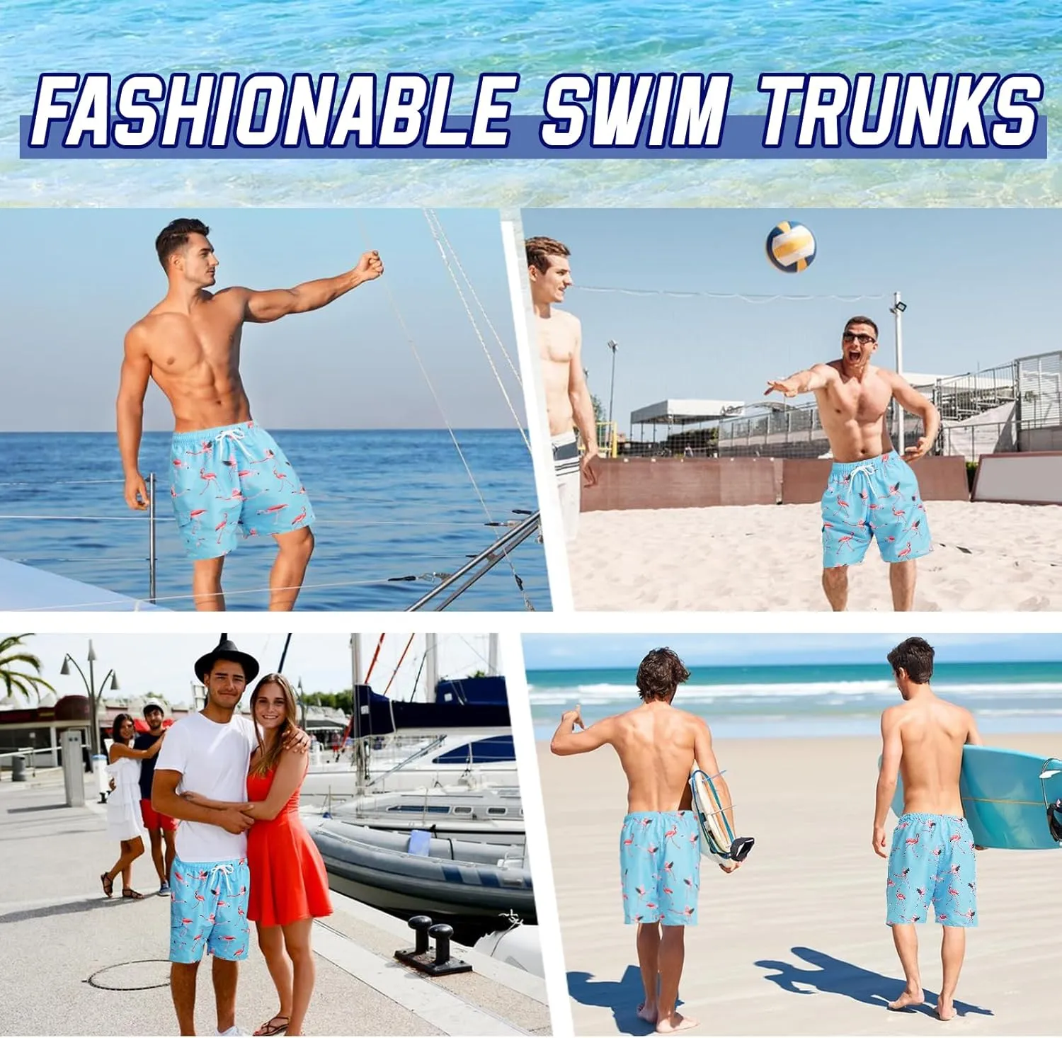 Mens Swim Trunks Swim Shorts Swimwear Quick Dry 7??Swimming Trunks with Mesh Lining