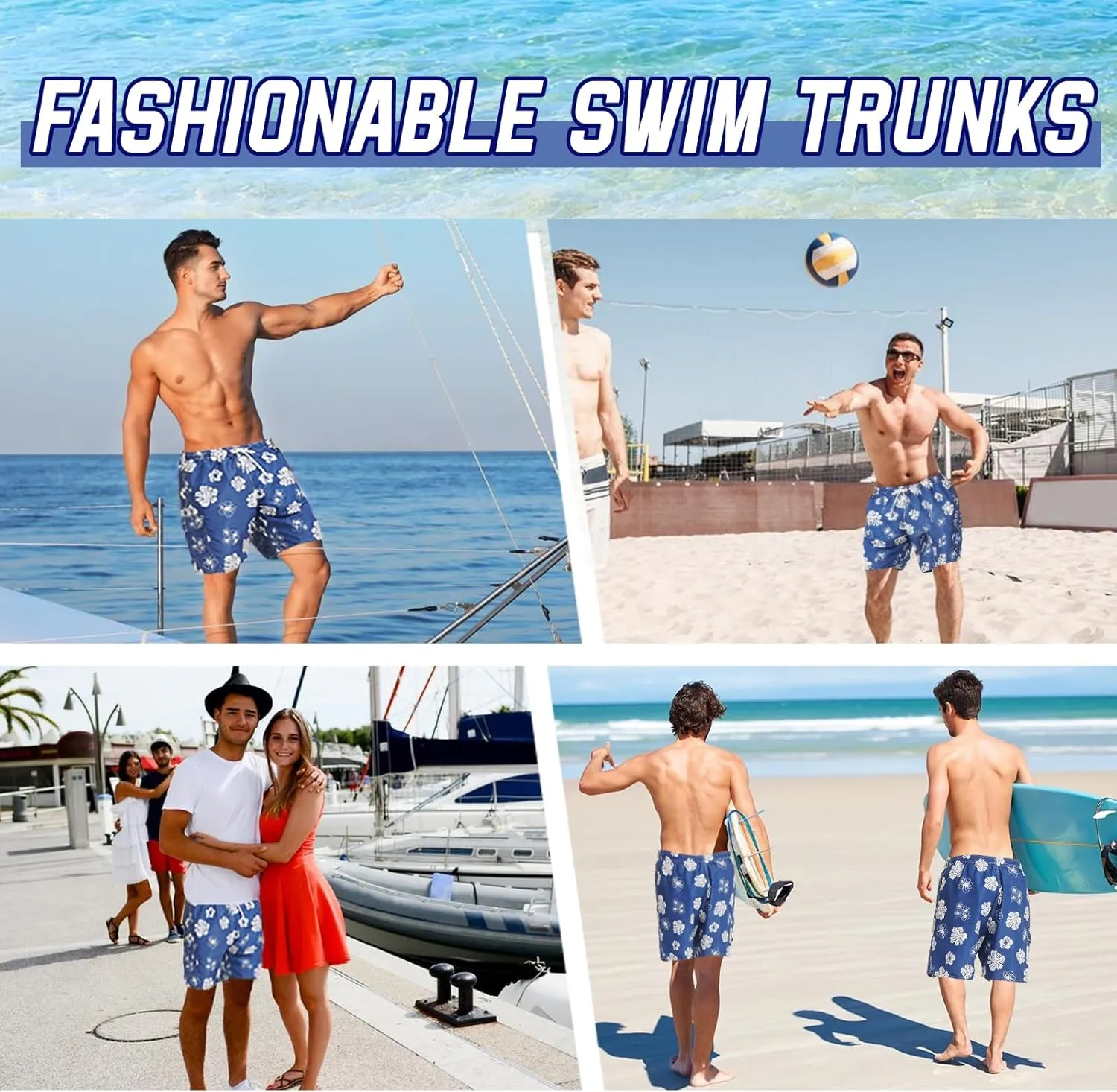 Mens Swim Trunks Swim Shorts Swimwear Quick Dry 7??Swimming Trunks with Mesh Lining