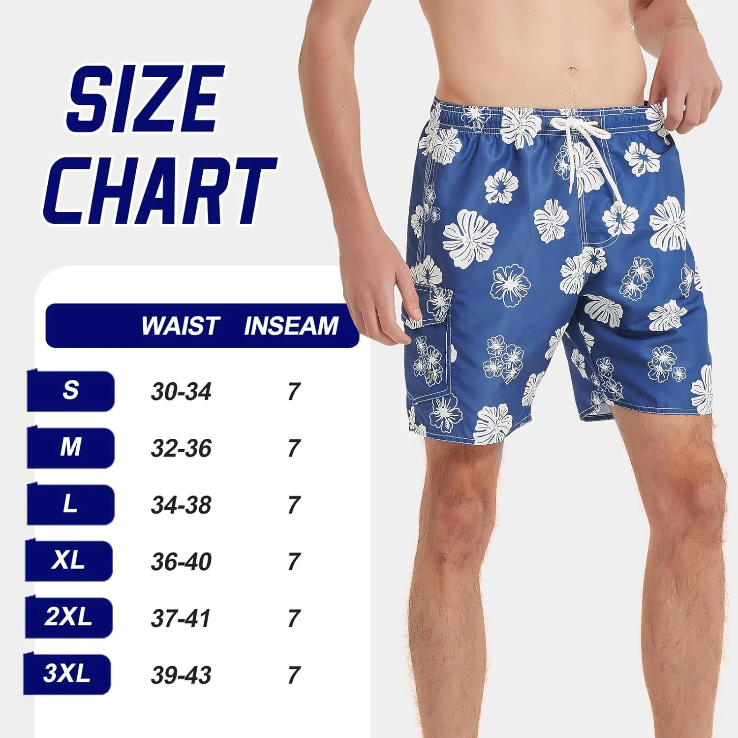 Mens Swim Trunks Swim Shorts Swimwear Quick Dry 7??Swimming Trunks with Mesh Lining