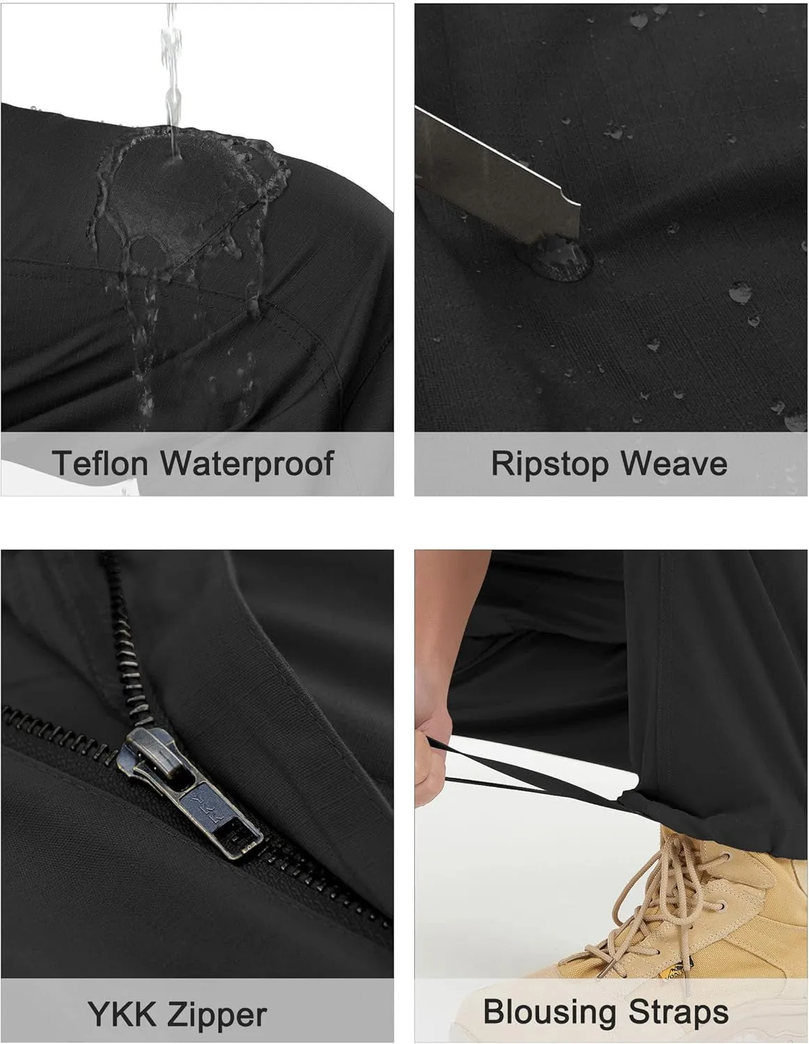 Men's Tactical Pants Stretch Ripstop with 14 Multi Pockets Water Resistant Gusseted Work Cargo Pants