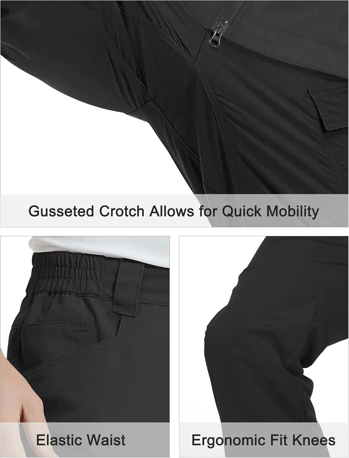 Men's Tactical Pants Stretch Ripstop with 14 Multi Pockets Water Resistant Gusseted Work Cargo Pants