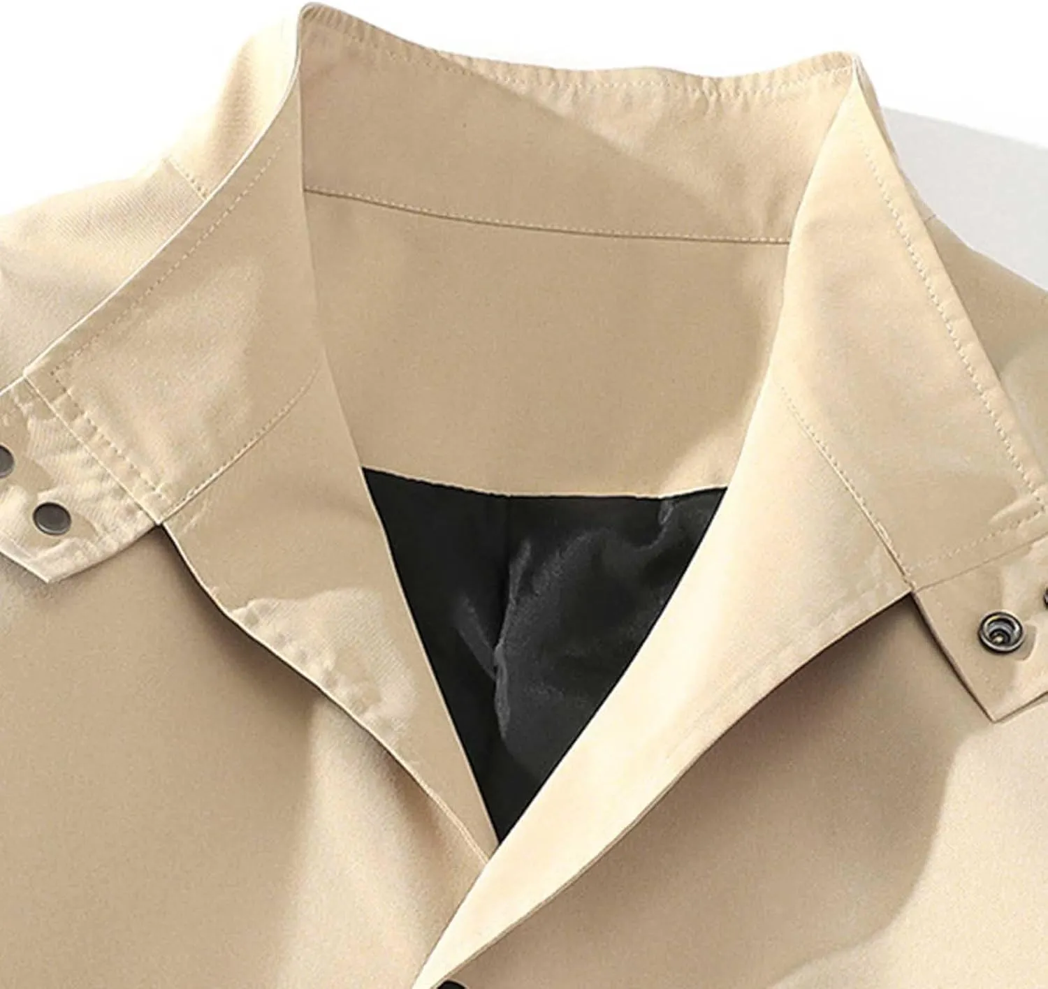 Mens Trench Coat Slim Fit Single Breasted Casual Long Jacket Lightweight Lapel Fall Winter Windbreaker Overcoat