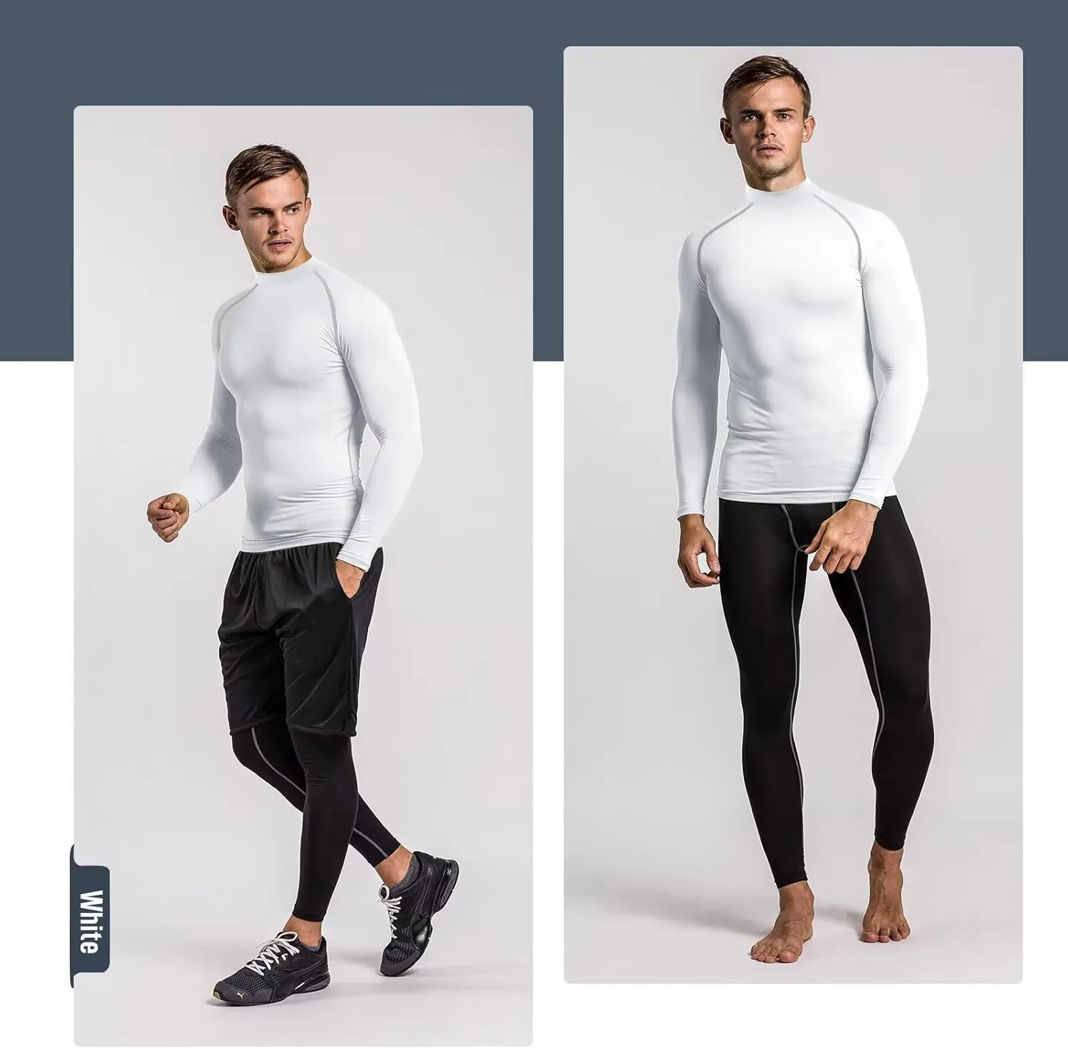 Men's Turtle Neck Compression Shirts for Men Ski Cycling Running Athletic Base Layer,Warm,Quick Dry