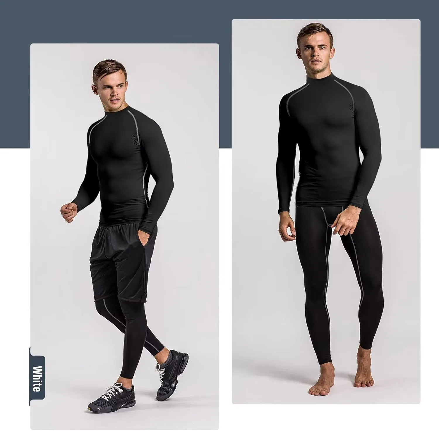 Men's Turtle Neck Compression Shirts for Men Ski Cycling Running Athletic Base Layer,Warm,Quick Dry
