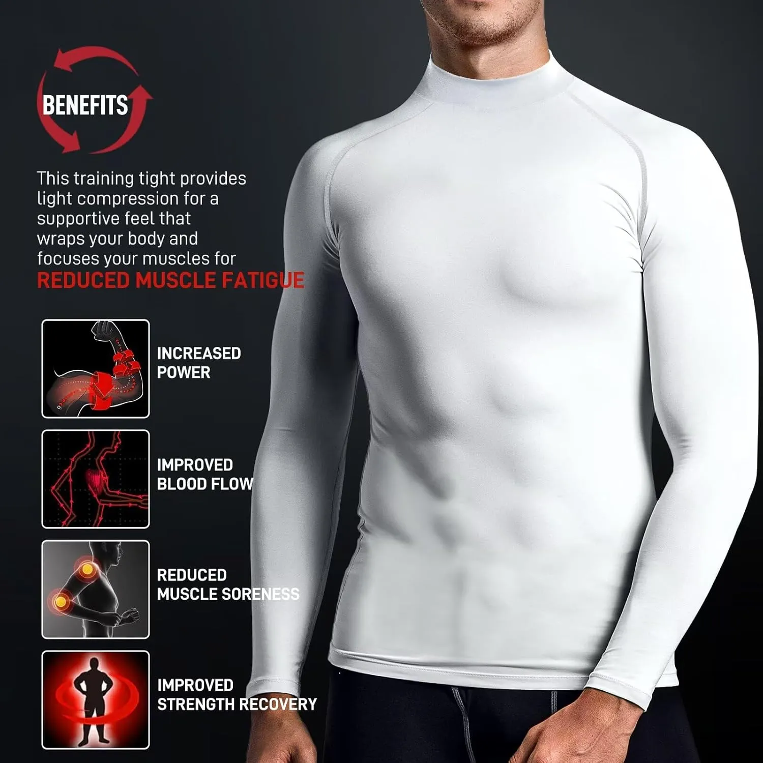 Men's Turtle Neck Compression Shirts for Men Ski Cycling Running Athletic Base Layer,Warm,Quick Dry