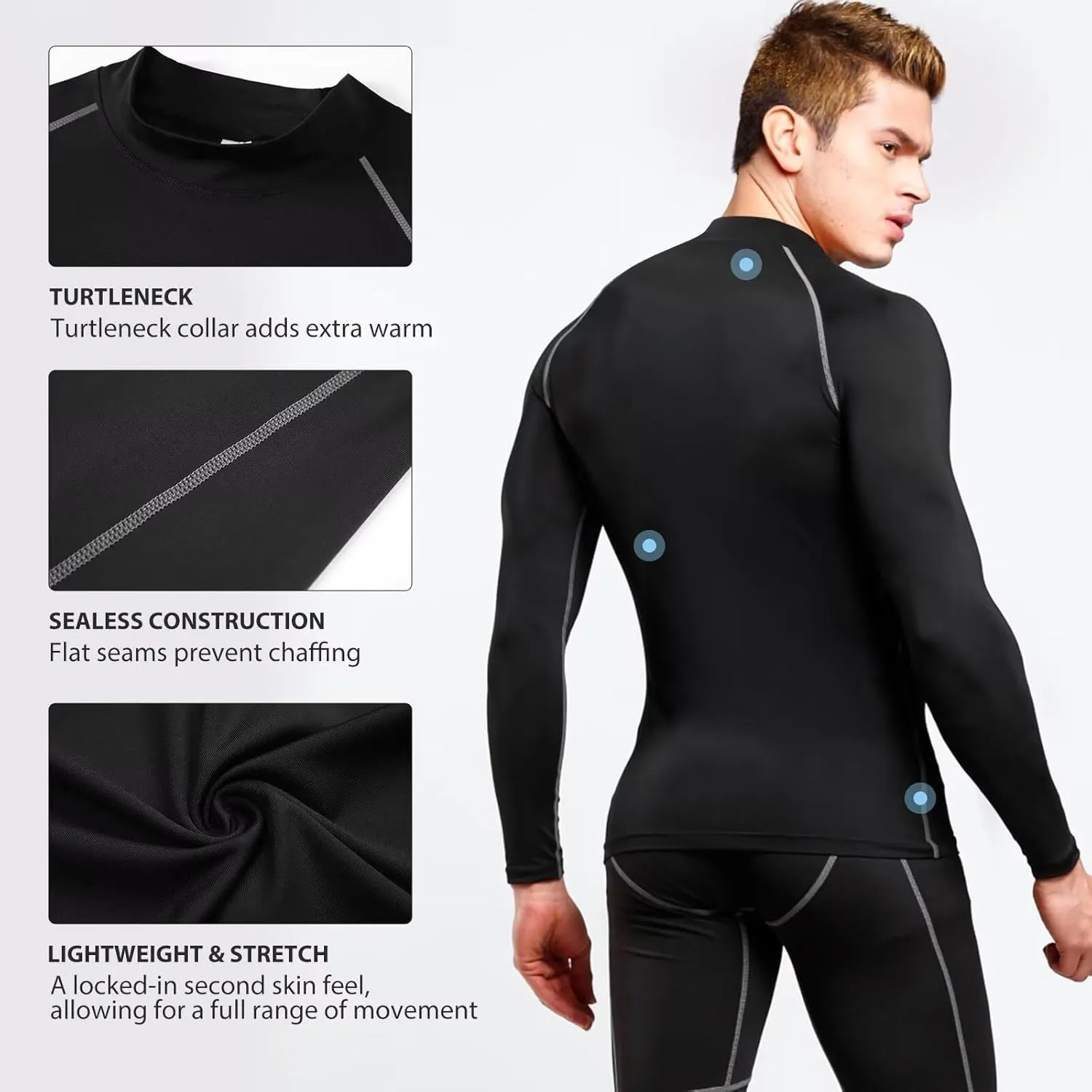 Men's Turtle Neck Compression Shirts for Men Ski Cycling Running Athletic Base Layer,Warm,Quick Dry