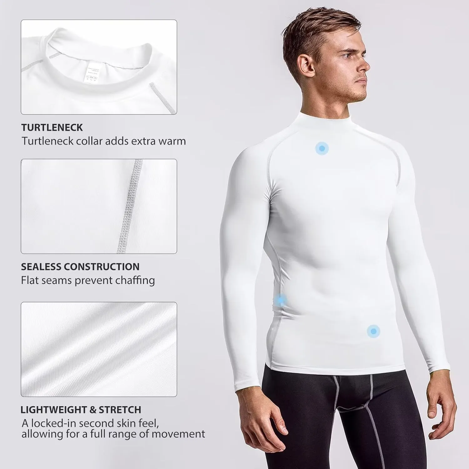 Men's Turtle Neck Compression Shirts for Men Ski Cycling Running Athletic Base Layer,Warm,Quick Dry